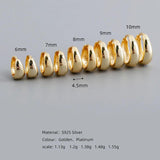 925 Silver Classic Golden Wide Noodles Round Ear Ring