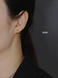 925 Silver Classic Golden Wide Noodles Round Ear Ring