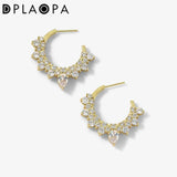 925 Silver Queen Hoops Piercing Clips Zircon Pave Jewels