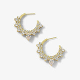 925 Silver Queen Hoops Piercing Clips Zircon Pave Jewels