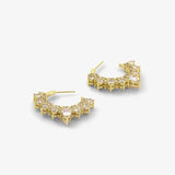 925 Silver Queen Hoops Piercing Clips Zircon Pave Jewels
