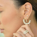 925 Silver Queen Hoops Piercing Clips Zircon Pave Jewels