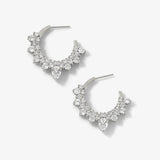 925 Silver Queen Hoops Piercing Clips Zircon Pave Jewels