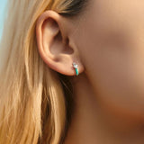925 Silver Enamel Hearts Hoop Earrings CZ Small Ear Buckles