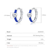 925 Silver Enamel Hearts Hoop Earrings CZ Small Ear Buckles