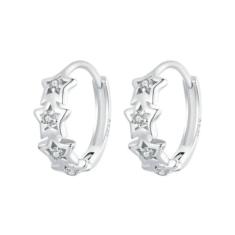 925 Silver Star CZ Ear Buckles for Women & Girls