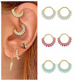 925 Sterling Silver Colorful Zircon Hoop Earrings