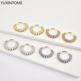 925 Sterling Silver Colorful Zircon Hoop Earrings