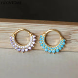 925 Sterling Silver Colorful Zircon Hoop Earrings