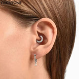 925 Sterling Silver Colorful Zircon Hoop Earrings