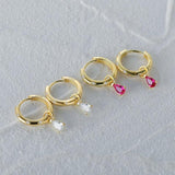 925 Silver Water Drop Hoop Earrings CZ Wedding Jewelry