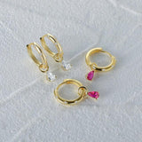 925 Silver Water Drop Hoop Earrings CZ Wedding Jewelry
