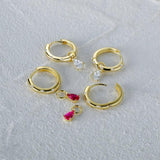 925 Silver Water Drop Hoop Earrings CZ Wedding Jewelry