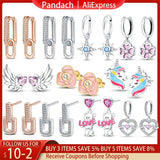 925 Silver Heart & Bear Earrings Wedding Jewelry Women Gift