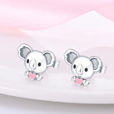925 Silver Heart & Bear Earrings Wedding Jewelry Women Gift