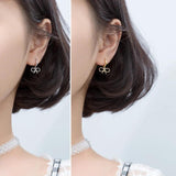 Bowknot Shape Hoop Earrings 925 Silver Women's Jewelry Gift