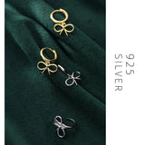 Bowknot Shape Hoop Earrings 925 Silver Women's Jewelry Gift