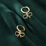 Bowknot Shape Hoop Earrings 925 Silver Women's Jewelry Gift