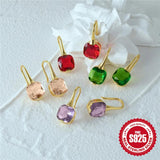 925 Silver Multicolor Zircon Drop Earrings For Women Wedding Party