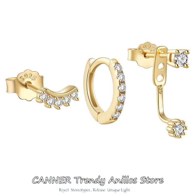 925 Silver Earrings Set for Women, Piercing Buckles Jewelry