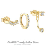 925 Silver Earrings Set for Women, Piercing Buckles Jewelry