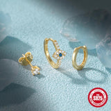 925 Silver Earrings Set for Women, Piercing Buckles Jewelry