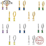 Colorful Zircon 925 Silver Hoop Earrings Women