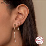 Colorful Zircon 925 Silver Hoop Earrings Women