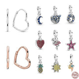 925 Silver Heart Hoop Earrings Women