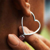 925 Silver Heart Hoop Earrings Women