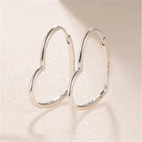 925 Silver Heart Hoop Earrings Women
