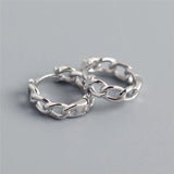925 Silver Cuban Link Chain Hoop Earrings Pig Nose Design
