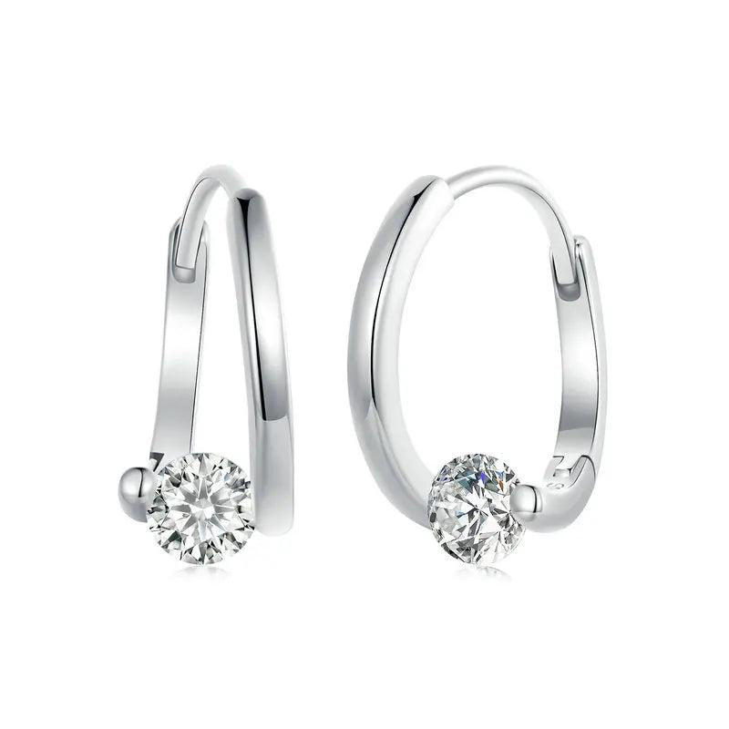 925 Silver Vintage Zircon Hoop Earrings for Women