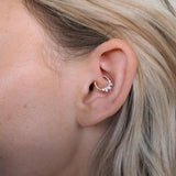 925 Silver Pink Purple Zircon Piercing Hoop Earrings