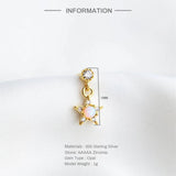 S925 Star Moon Zircon Opal Stud Earrings for Women Wedding Jewelry