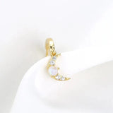 S925 Star Moon Zircon Opal Stud Earrings for Women Wedding Jewelry