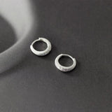 925 Silver Frosted Hoop Earrings for Women - 12mm 14mm Thick Round Shine Design