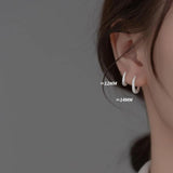925 Silver Frosted Hoop Earrings for Women - 12mm 14mm Thick Round Shine Design
