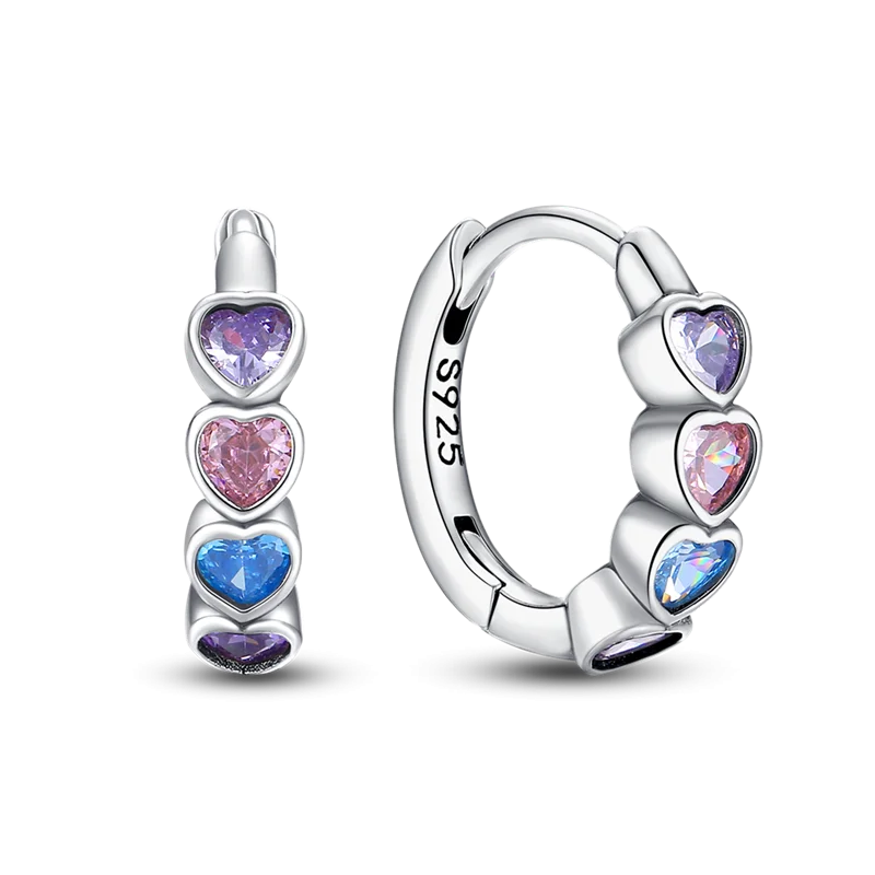925 Silver Colorful Zircon Geometric Earrings Women Birthday Gift