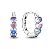 925 Silver Colorful Zircon Geometric Earrings Women Birthday Gift