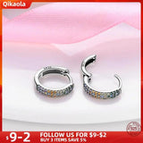 925 Silver Colorful Zircon Geometric Earrings Women Birthday Gift