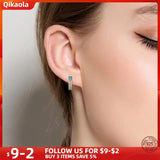 925 Silver Colorful Zircon Geometric Earrings Women Birthday Gift