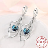 925 Silver Crystal Love Earrings Charm Jewelry
