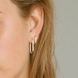 925 Silver Long Hoop Earrings Zircon Inlaid Geometric Loop Earrings