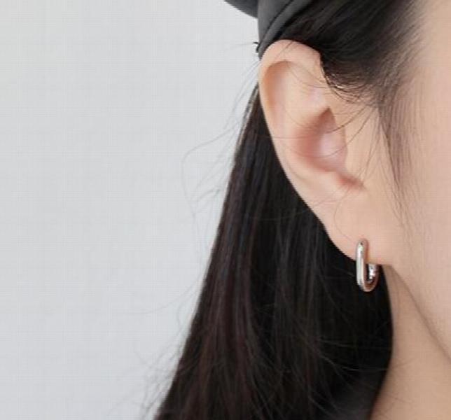 Unique Punk 100% S925 Silver Oval Hoop Earrings