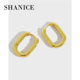 Unique Punk 100% S925 Silver Oval Hoop Earrings