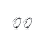 925 Silver Fishbone Hoop Earrings Anti-Allergy Fine Jewelry for Women