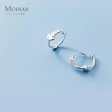 925 Silver Fishbone Hoop Earrings Anti-Allergy Fine Jewelry for Women