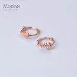 925 Silver Fishbone Hoop Earrings Anti-Allergy Fine Jewelry for Women