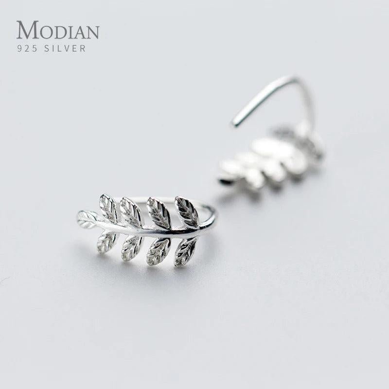 925 Silver Lucky Tree Leaf Swing Earrings